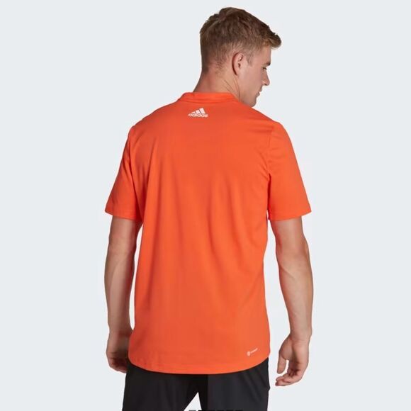 NWT AEROREADY WORKOUT SILICONE PRINT LINEAR LOGO TRAINING TEE - Picture 3 of 9